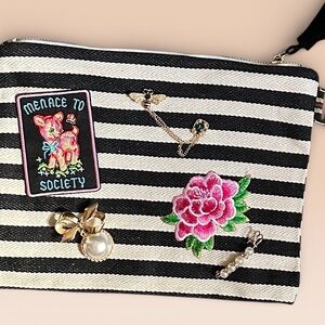 Striped Clutch with Embellishments